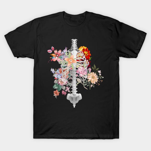 Ribcage and flowers T-Shirt by Psychodelic Goat